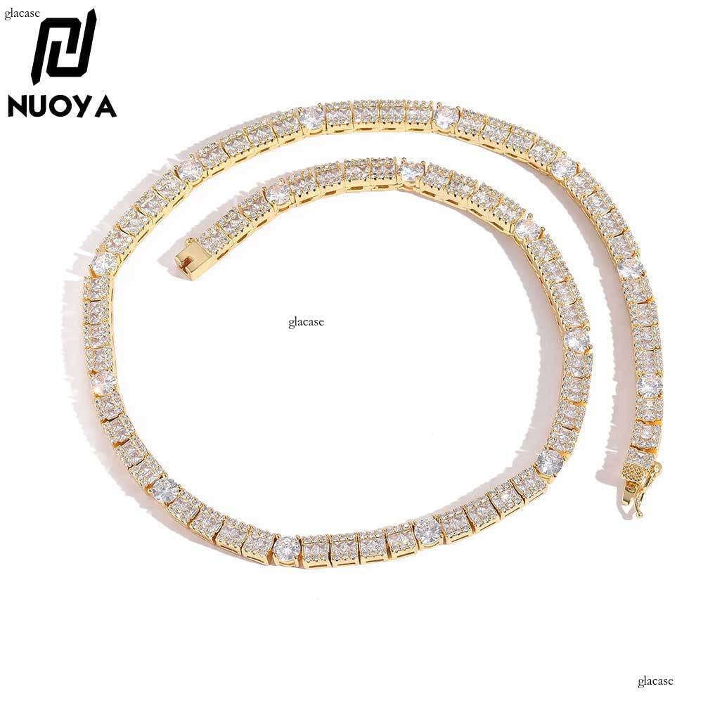 6mm Mixed Hip Hop Jewelry Men's Necklace Square Round Moissanite chain Tennis Chain