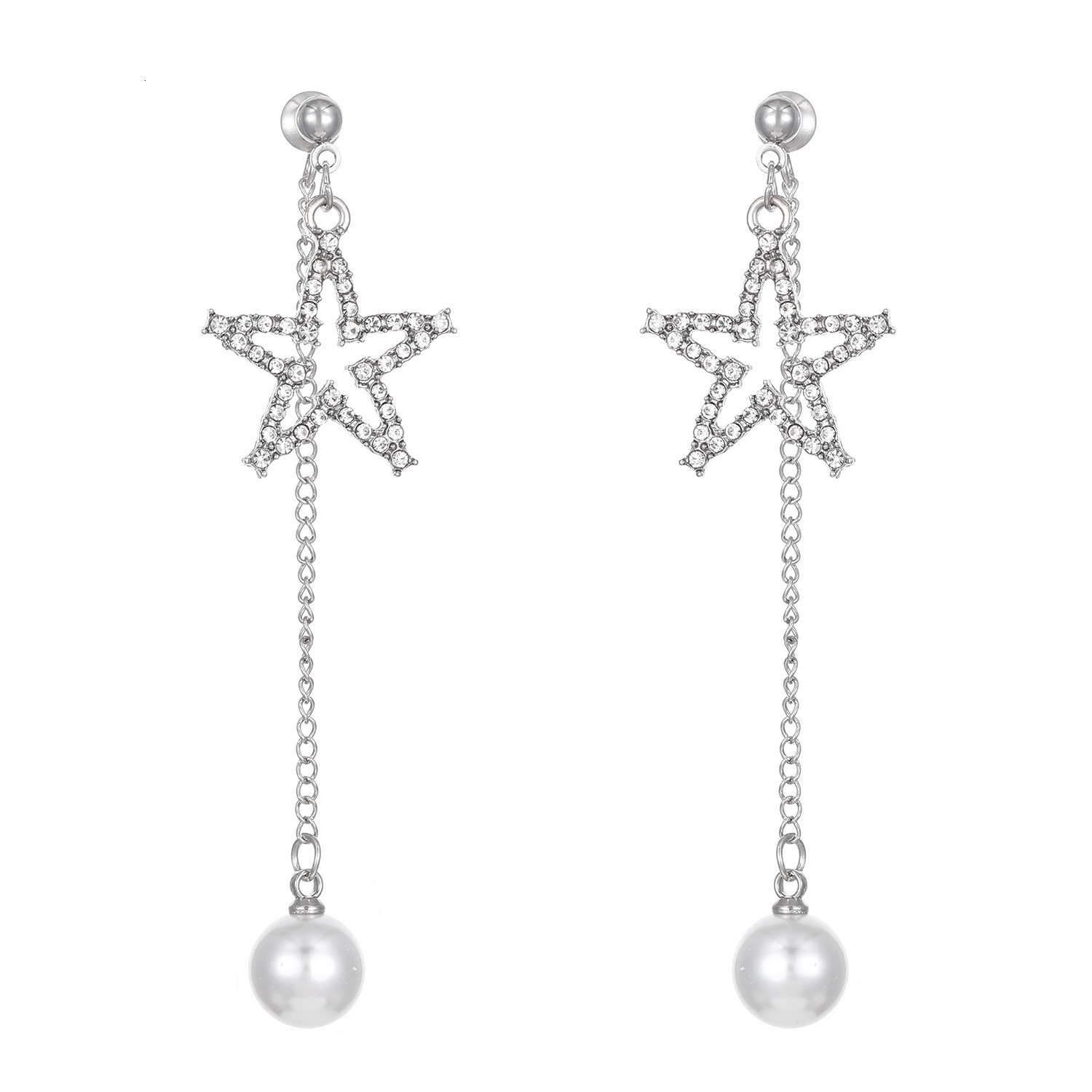 Exquisite Fashion Full Long Tassel Heart-Shaped Star Stud Women's Earrings Light High-End Feel
