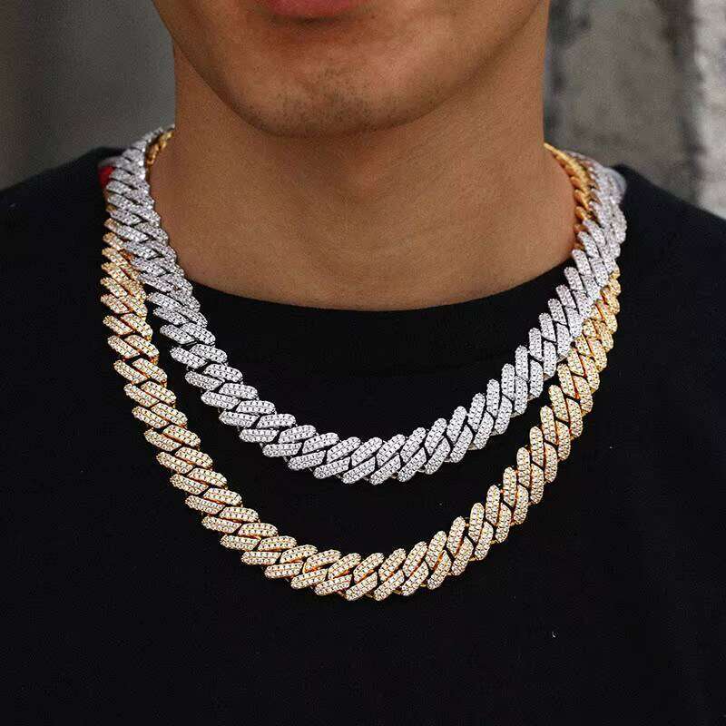 14mm Hip Hop Full Rhombus Cuban Chain Men's Necklace