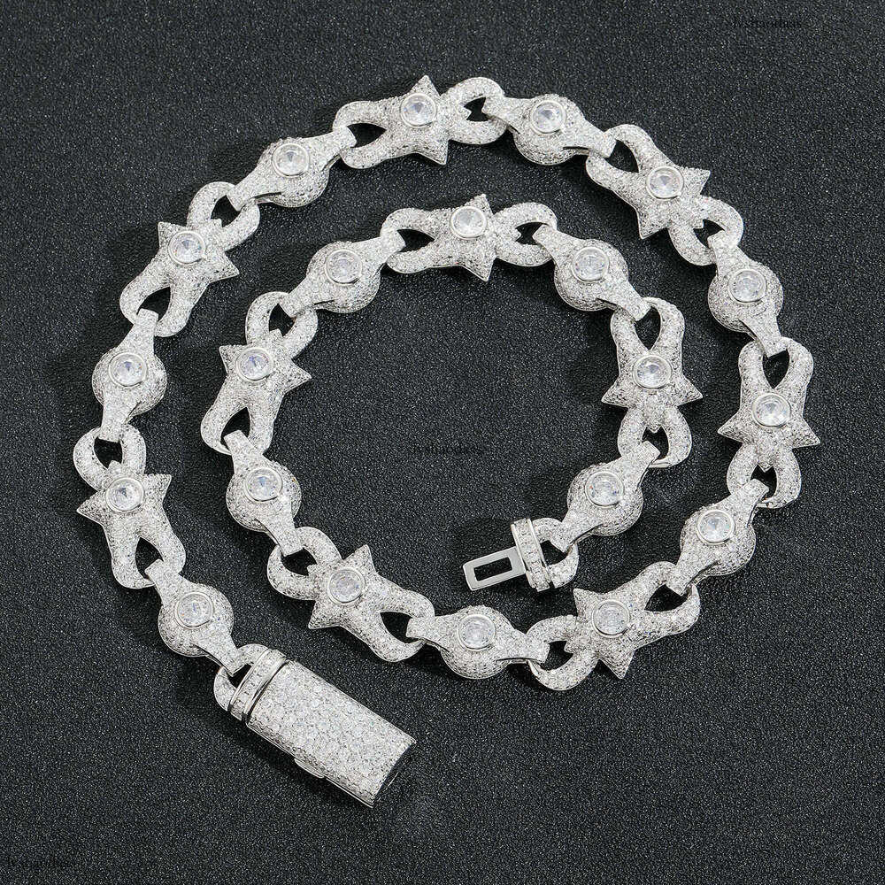 New Necklace 10mm Eye Cuban Chain Micro-Paved Moissanite chain Creative Niche Unisex Hip-Hop Accessories