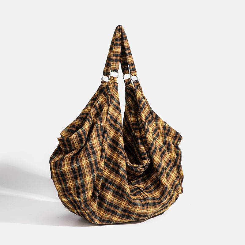 Plaid Tote 2025 New Large Capacity Shoulder Crossbody Canvas Bag ddmymoon
