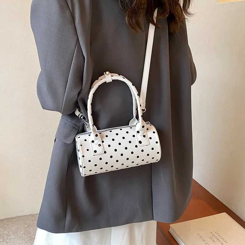 Crossbody Bag for Women Barrel Shape Mini Top Handle Purse PU Leather Polka Dot Cute Handbag with Adjustable Strap for Daily Use Z250809