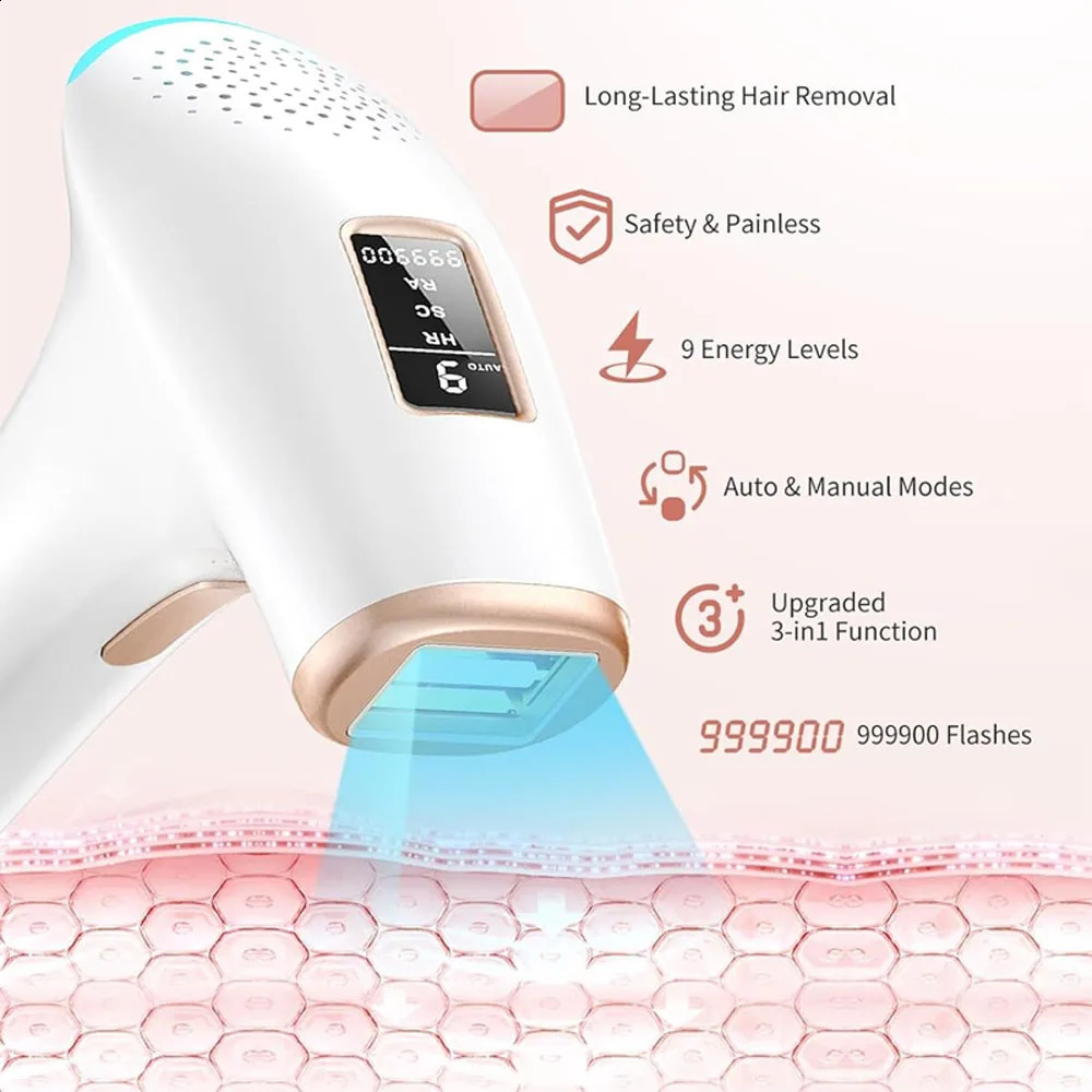 IPL Hair Removal Laser Device 999900 Flashes Auto Manual Dual Mode for Men Women Bikini Hair Laser in 4 Weeks Home Use 250814