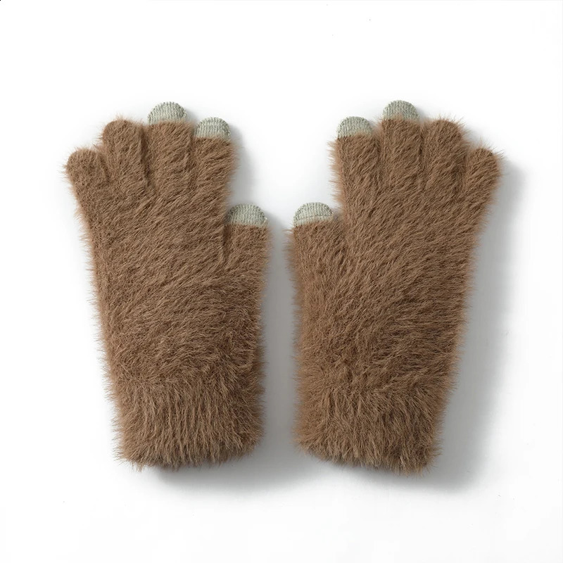 100% Mink Cashmere Gloves Women in Autumn and Winter Warm Thick Five Finger Gloves for Typing Touch Screen Gloves UNISEX 250807