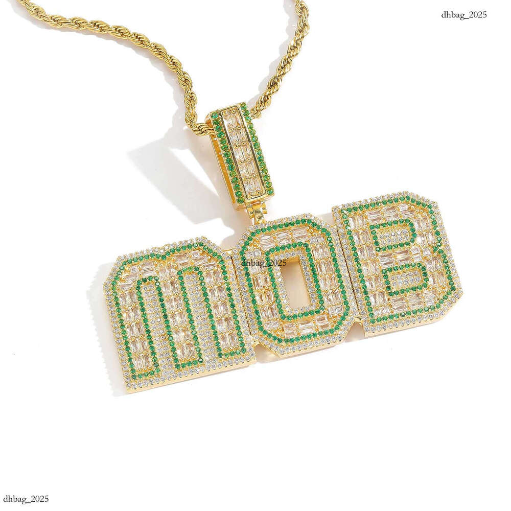 New T Square Moissanite chain Letter Pendant Hip-Hop Necklace DIY Customizable Unisex Accessories