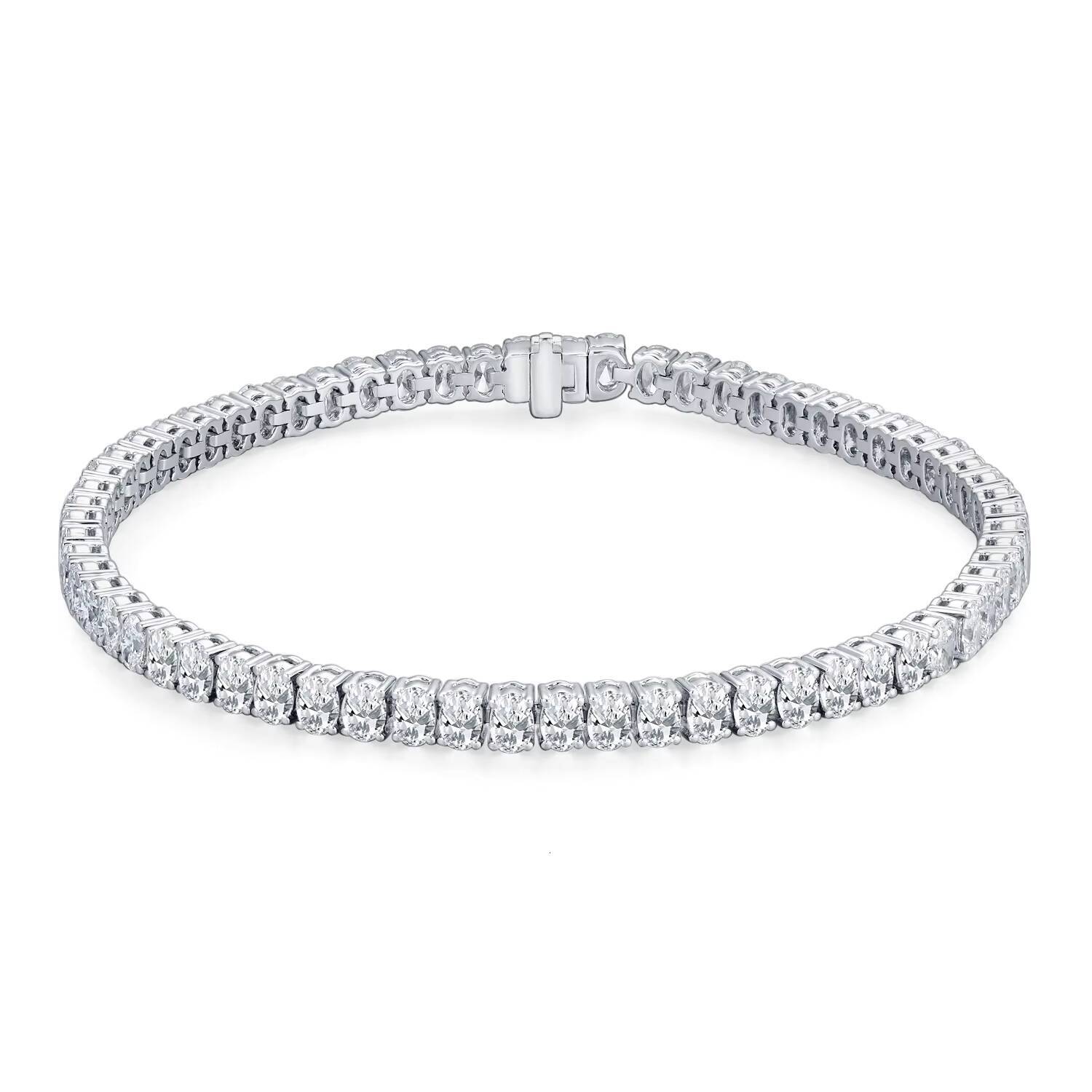 Abiding Custom 18K Gold Jewelry Bracelet 12.816ctw VVS Oval Diamond 16cm Tennis Chain Lab Grown Diamond White Gold Bracelet