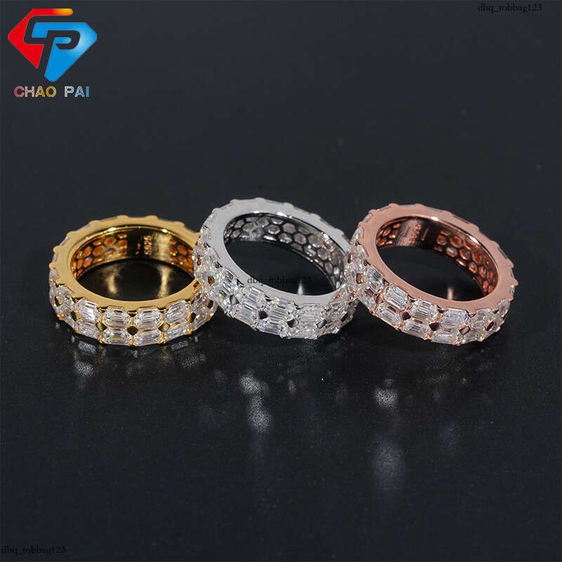 ICED OUT Hot-Selling Silver Inlaid Moissanite Hip-Hop Trendy Fashion Versatile Ring