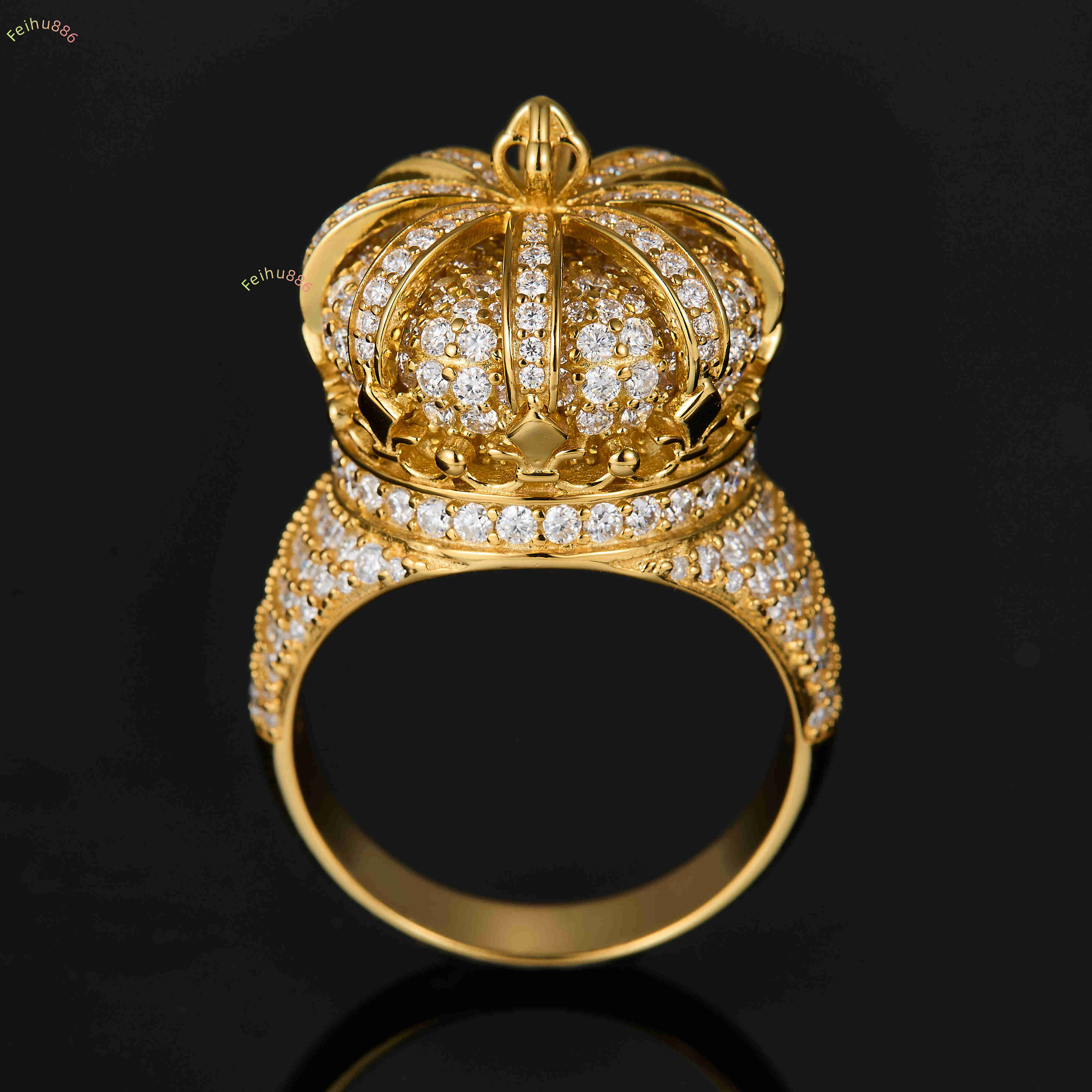 Wholesale Factory Hip Hop Style Vvs Moissanite Rings 925 Silver Ice Out Ring Cross Moissanite Hip Hop Ring