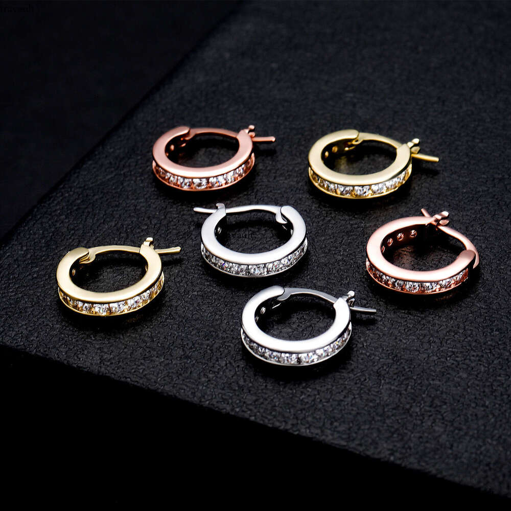 INS Trendy Hoop Unisex Hip-Hop Studs Personality Simple Dia-Studded Earrings