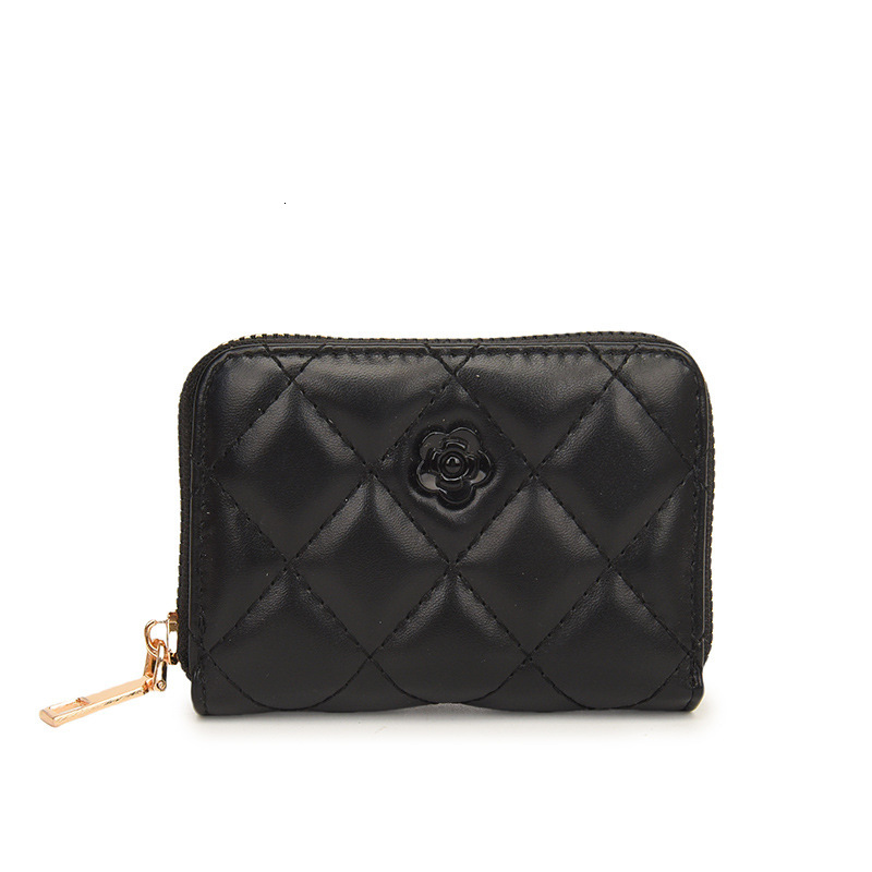 Soft Sheepskin Designer Bag Coin Purse Luxury Bag Small Card Holder Women's Embroidered Quilted Zipper Card Case Cross-border New Camellia Clutch