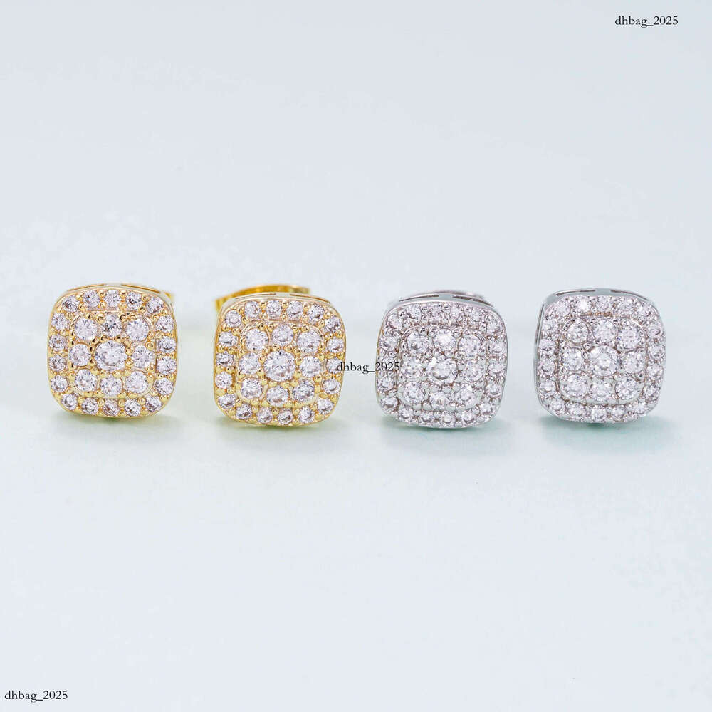 INS New Classic Sterling Silver Inlaid Zircon Square Simple Stud Earrings Jewelry