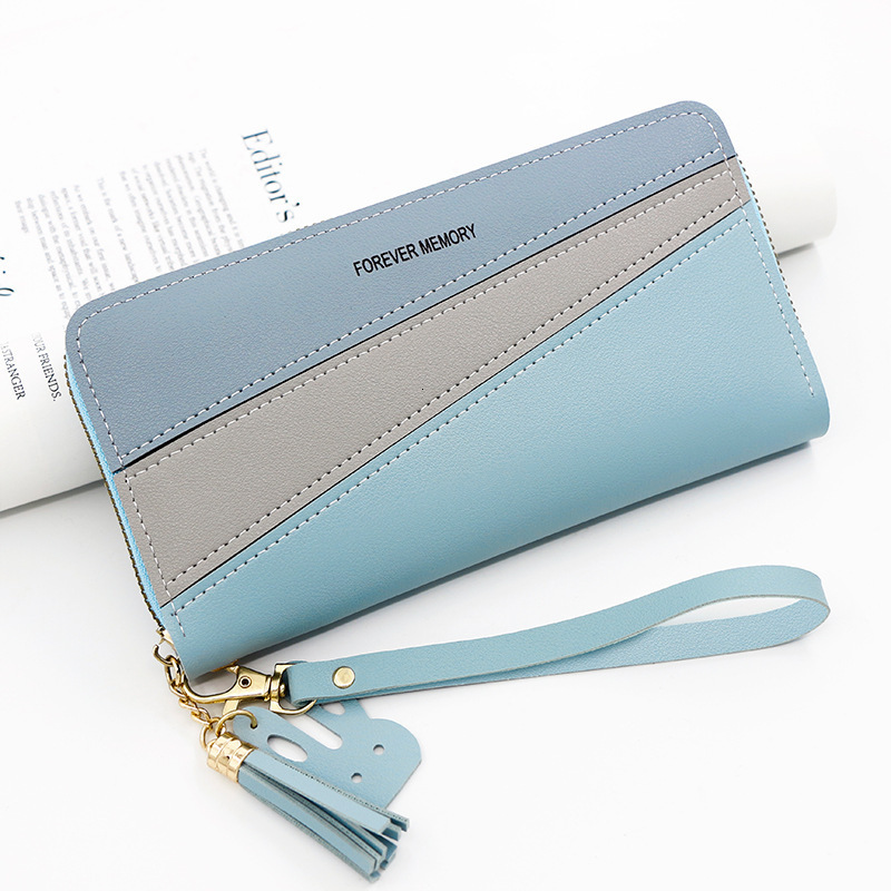 Cute Women's Long Wallet Zipper Purse Three-color Patchwork Fashion Coin Purse Card Luxury Bag Slot Handbag