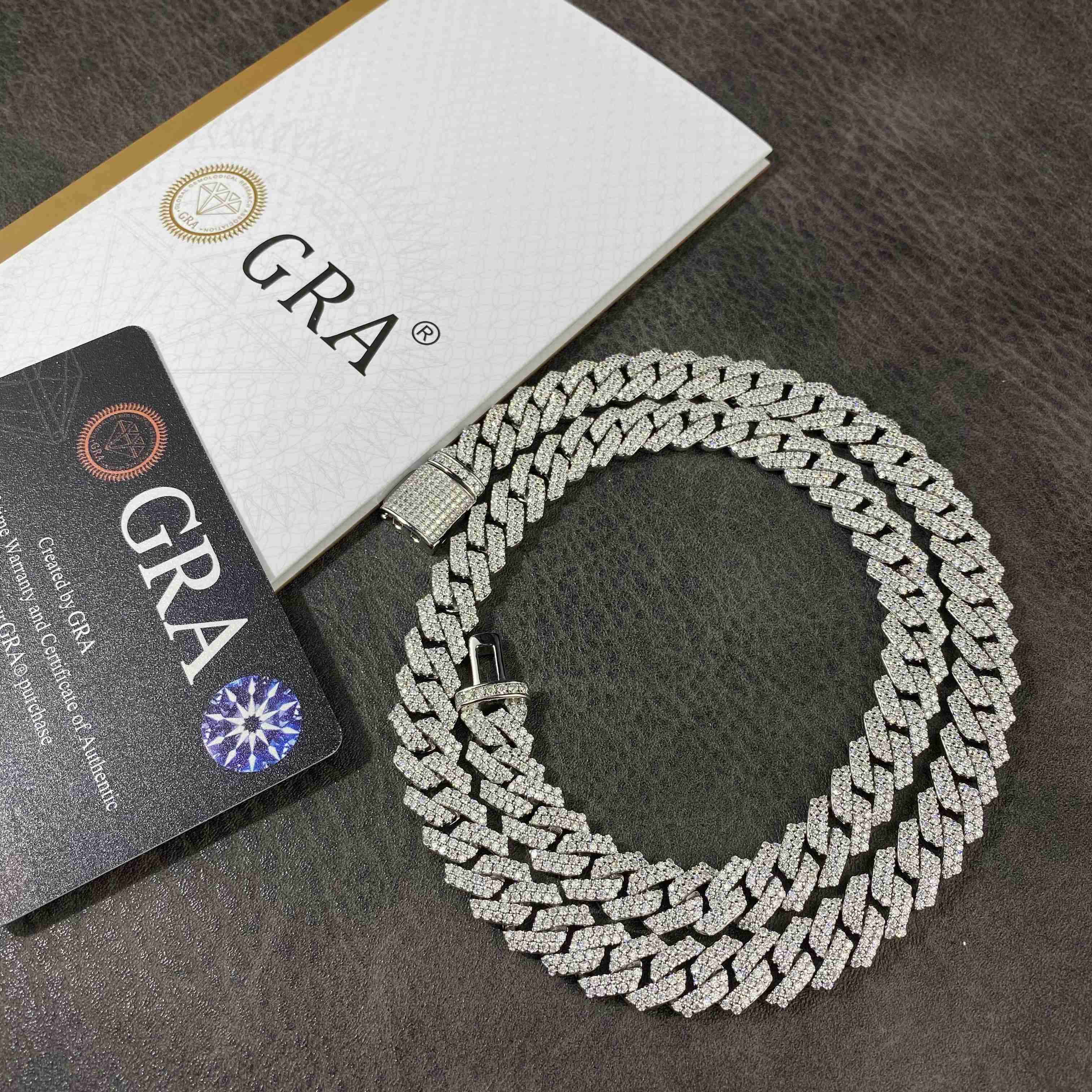 Fashion Design 6mm 8mm 10mm 12mm VVS D Color Moissanite Diamond S925 Silver Prong Cuban Chain Necklace Wholesale Price