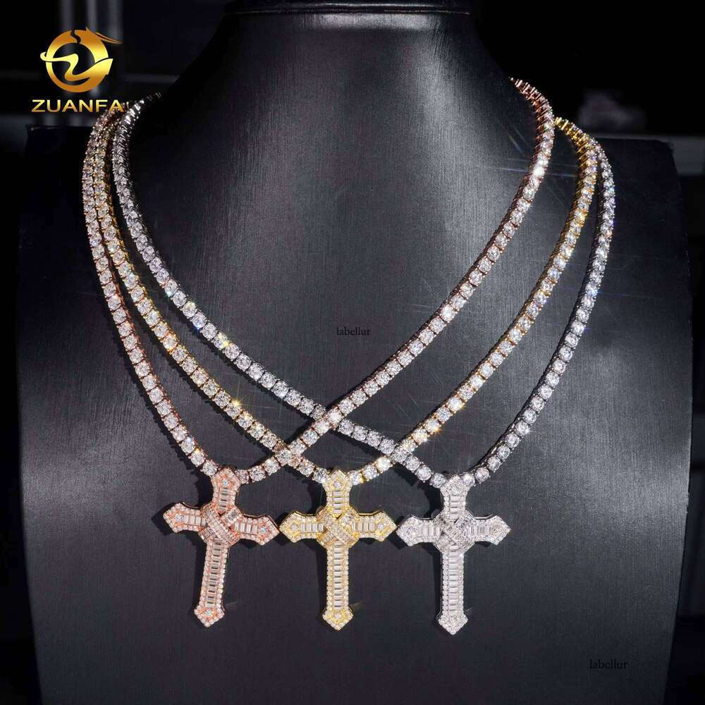 RTS Sier Stone Hip-Hop Jewelry Unisex Iced Out Fashion Cross Charm Pendant