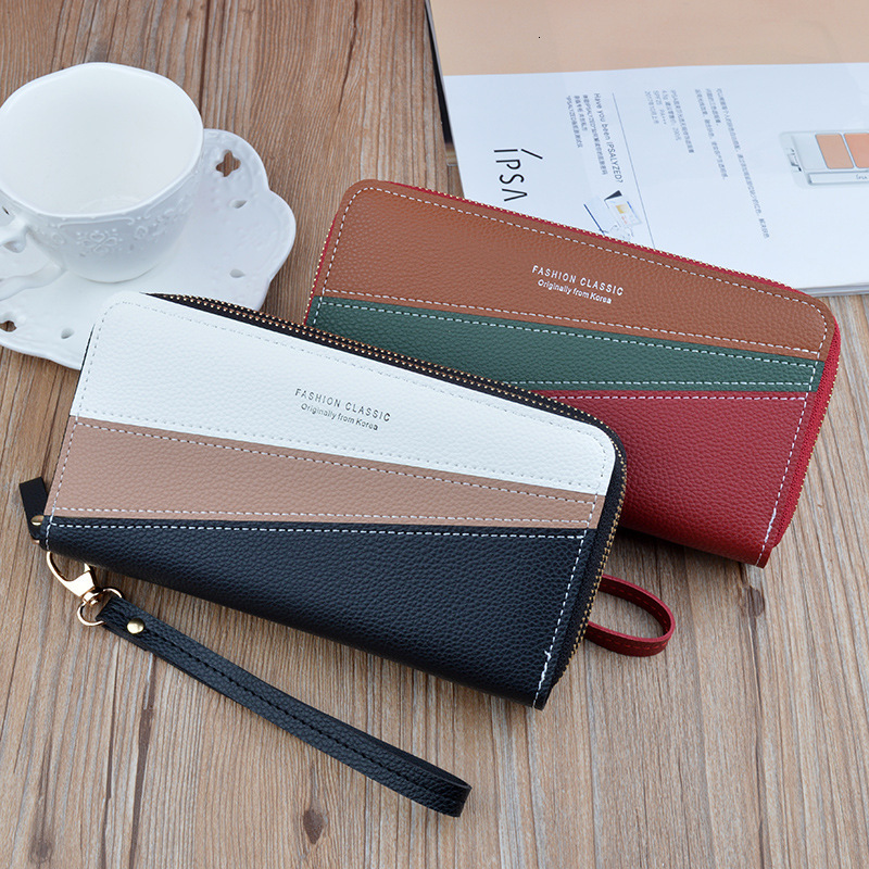 2025 New Luxury Bag Women's Long Wallet Double Designer Bag Zipper Clutch Double Layer Fashion Color Block Large Capacity Coin Purse Phone Bag