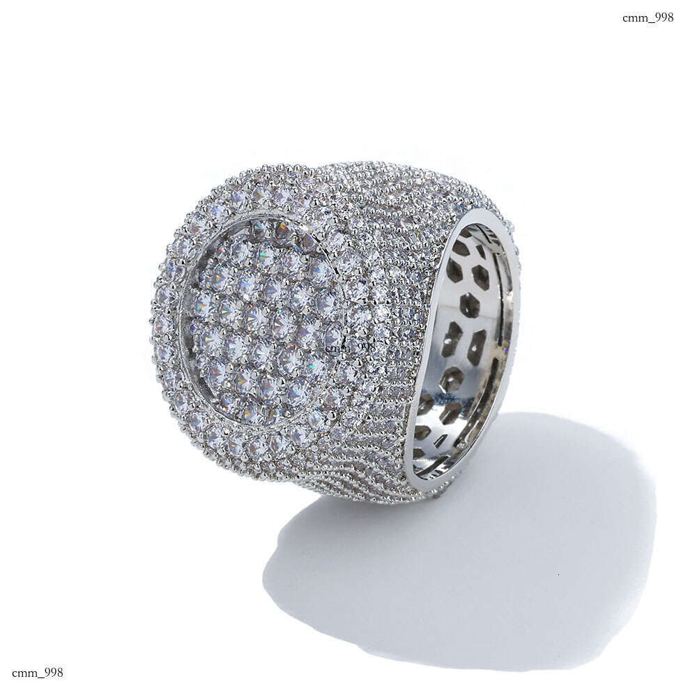 Unique Hip-Hop Zircon Round Full Diamond Ring for Men High-End Trendy Accessories Jewelry