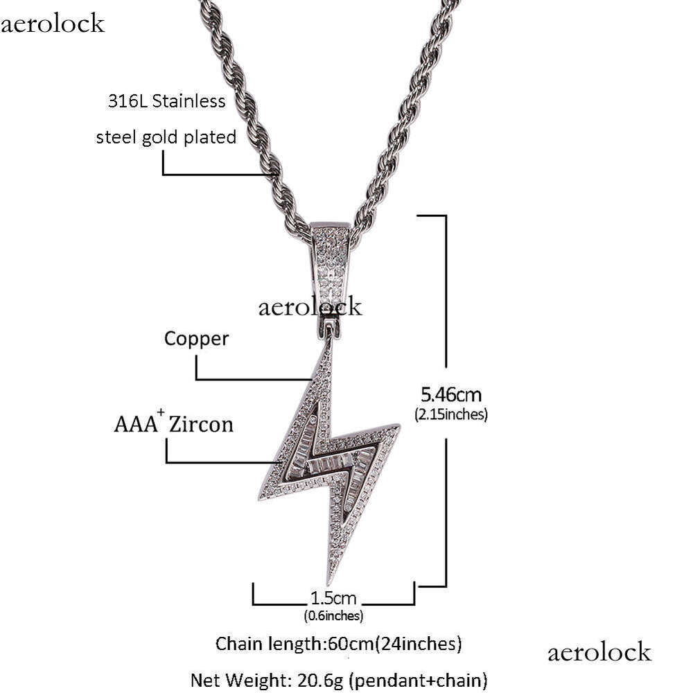 Rap Cool Lighing Pendant Personality Niche Sterling Silver Inlaid Moissanite chain Hip Hop Trendy Men's Necklace Jewelry Trend