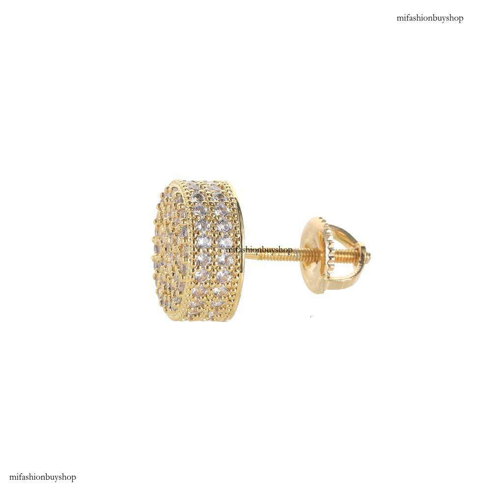 New Double-Layer Round Micro-Inlaid Zircon Trendy Personality Hip-Hop Earrings
