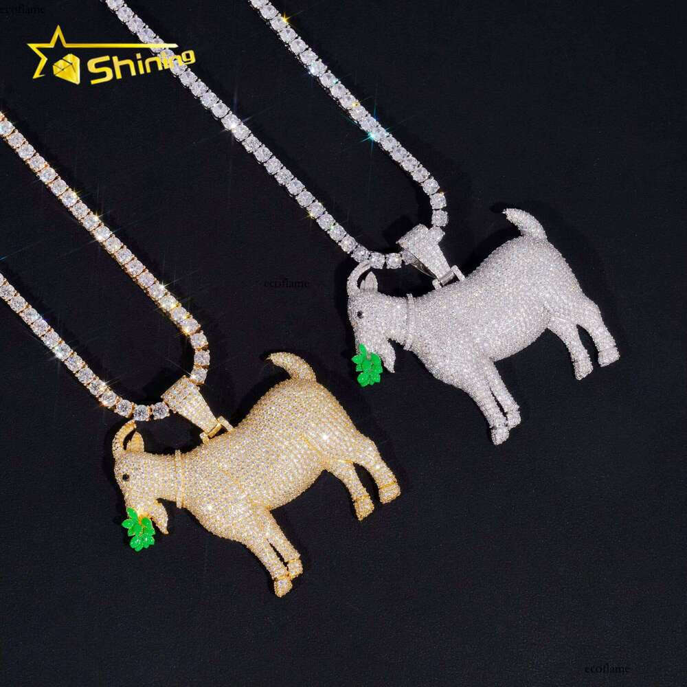 Pass Dia Tester Sier Custom Enamel Goats Iced Out High Quality Hip Hop Moissanite Pendant