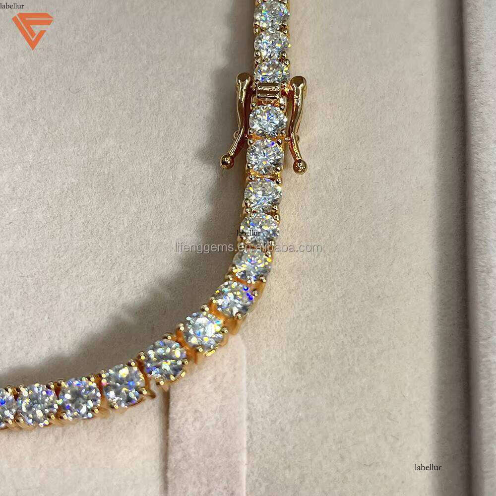 Lifeng jewelry Hot Sale men women necklace Ice 4MM VVS Moissanite Chain Sier Dia Tennis Necklace