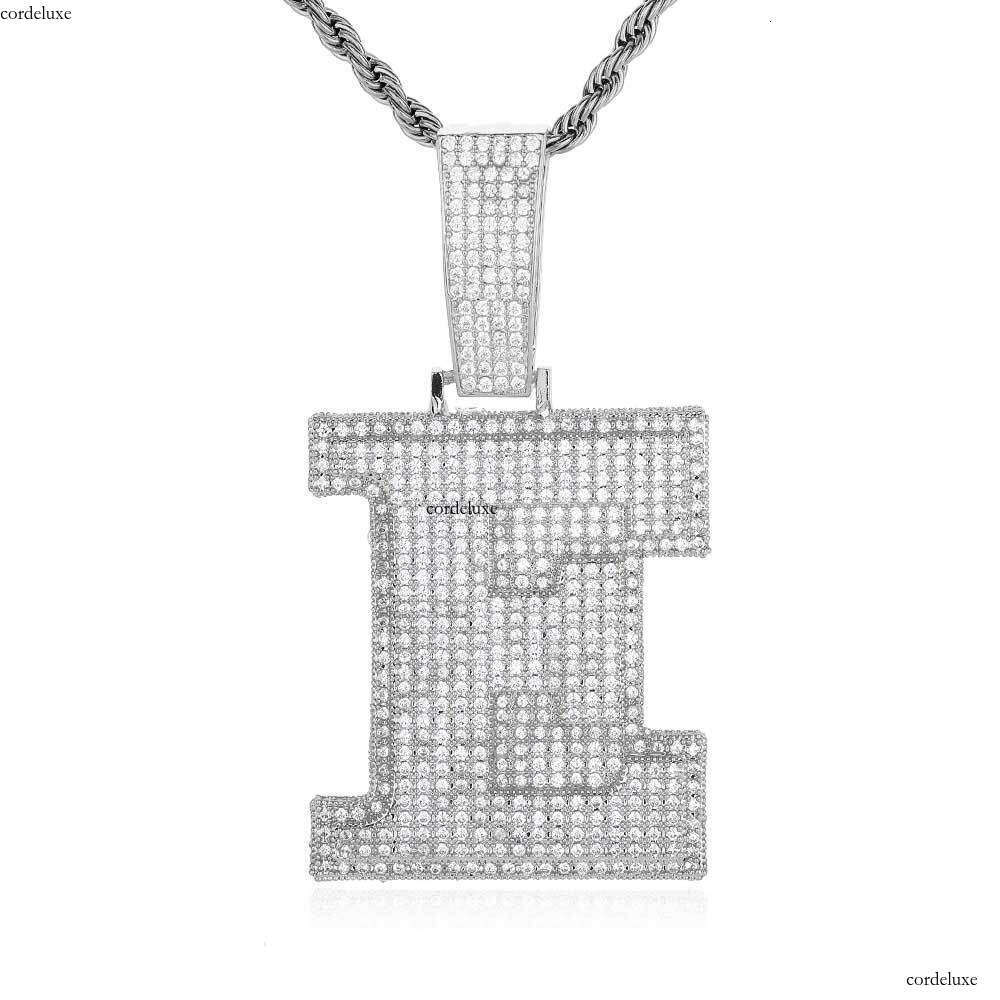 Hip Hop Patchwork Large Letter Pendant Sterling Silver Inlaid Moissanite chain Men's Personality Necklace Jewelry