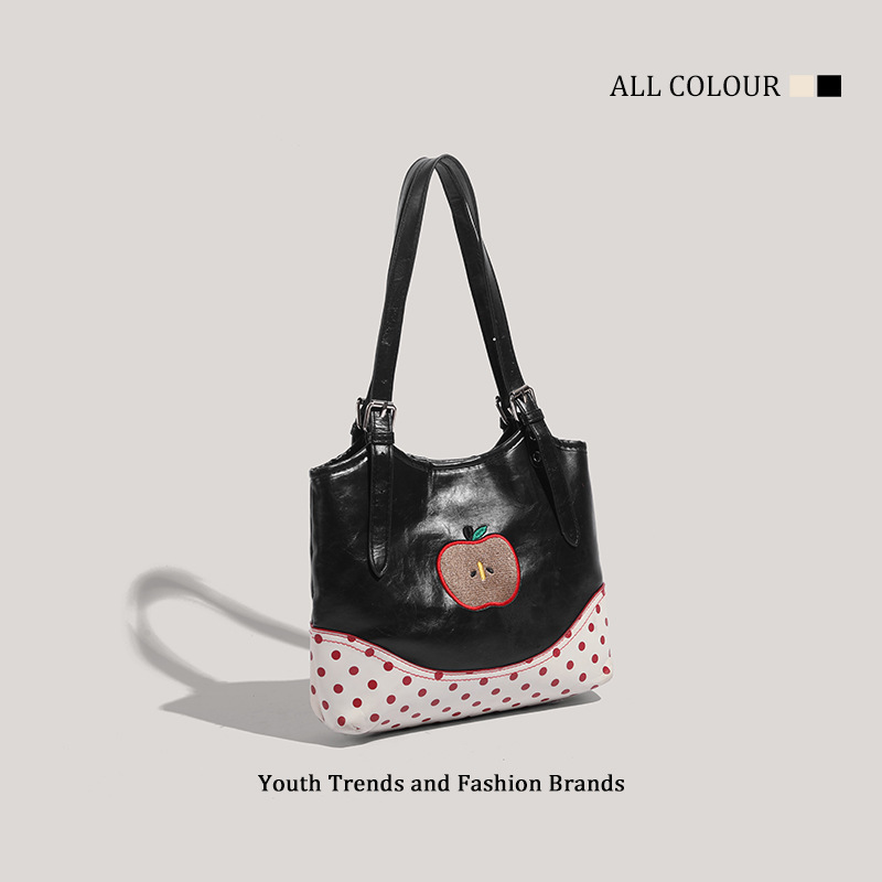 Polka Dot Single Shoulder Color Block Tote New Handbag Large Capacity Versatile Commuter Bag ddmymoon
