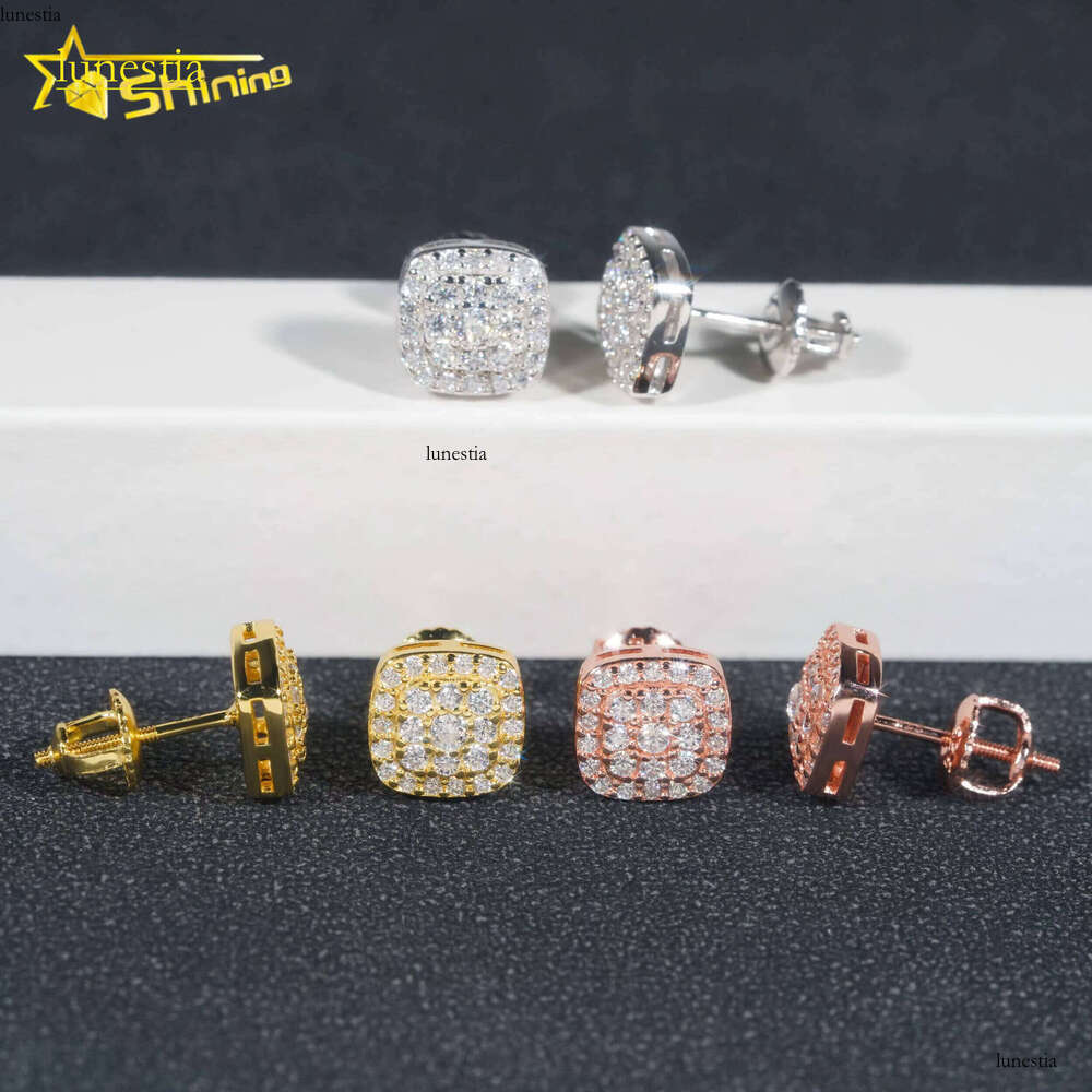 Ready to Ship Pass Dia Tester Iced Out Hip Hop Jewelry Popular Sterling Sier Men Earring VVS Moissanite Stud Earrings