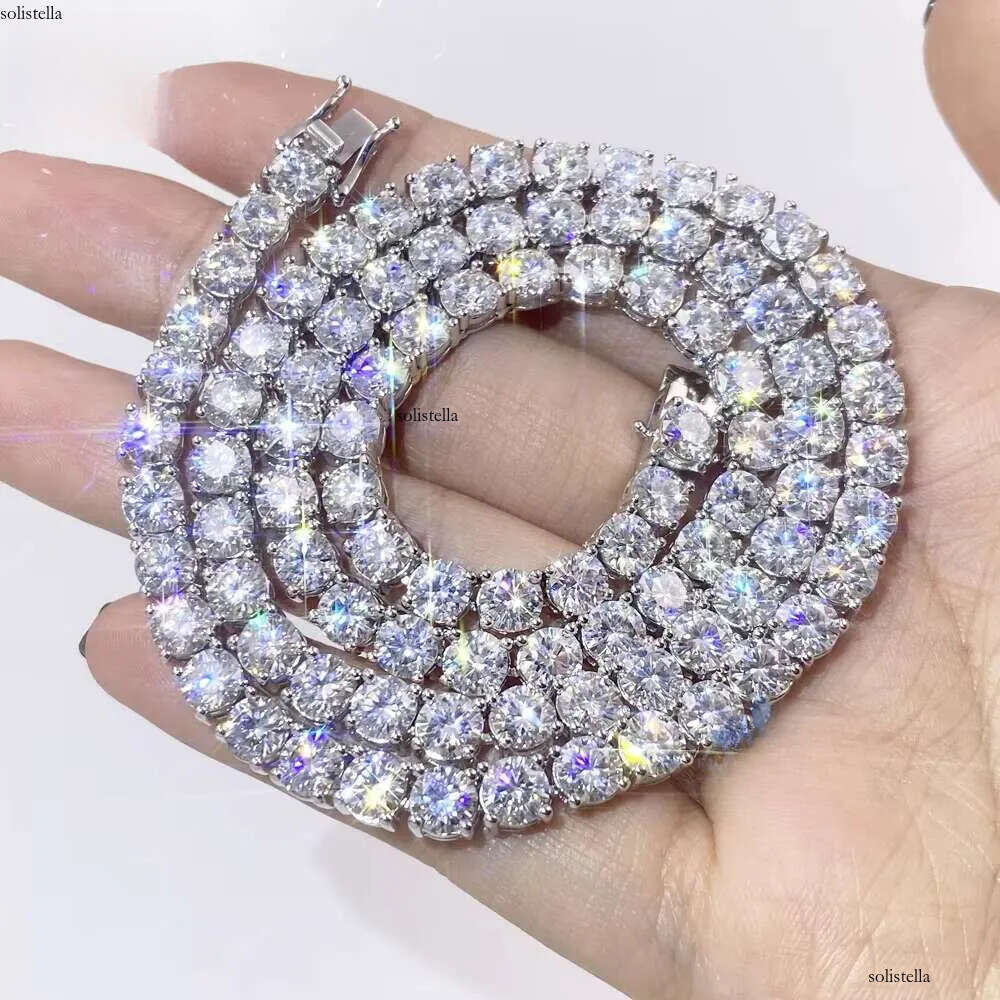 Iced Out Hip Hop Fine Jewelry Necklaces Sterling Sier VVS1 Dia Moissanite Tennis Chain Necklace 2mm 3mm 4mm Dropshipping