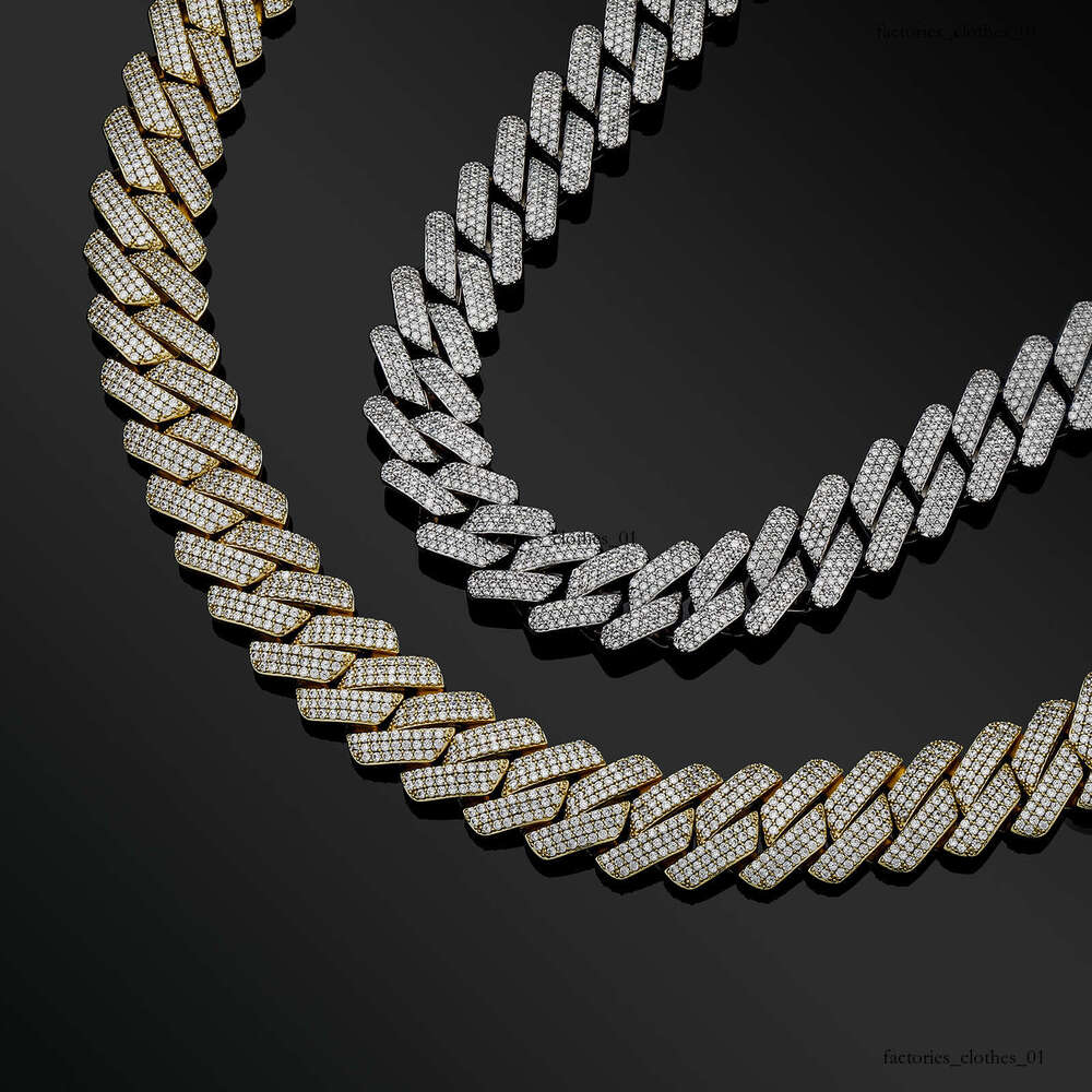 20mm Three-Row Moissanite chain Full Dia Rhombus Cuban Chain Hip-Hop Men's Necklace Trendy Jewelry