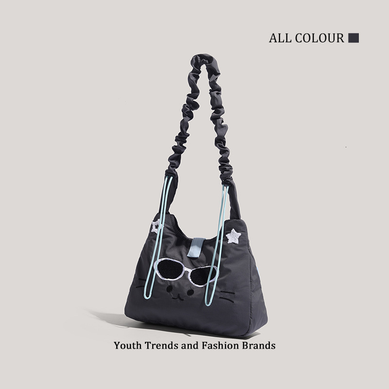 New Cute Cat Tote Large Capacity Canvas Adjustable Shoulder Crossbody Bag for Women ddmymoon