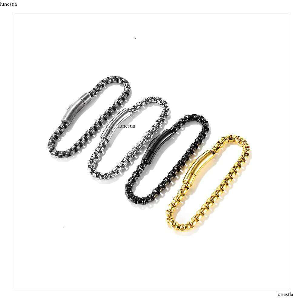 NUOYA Unisex 6mm Stainless Steel Bracelets Hip Hop Jewelry Fashion PVD Gold Plated Bracelet for Men's Gifts