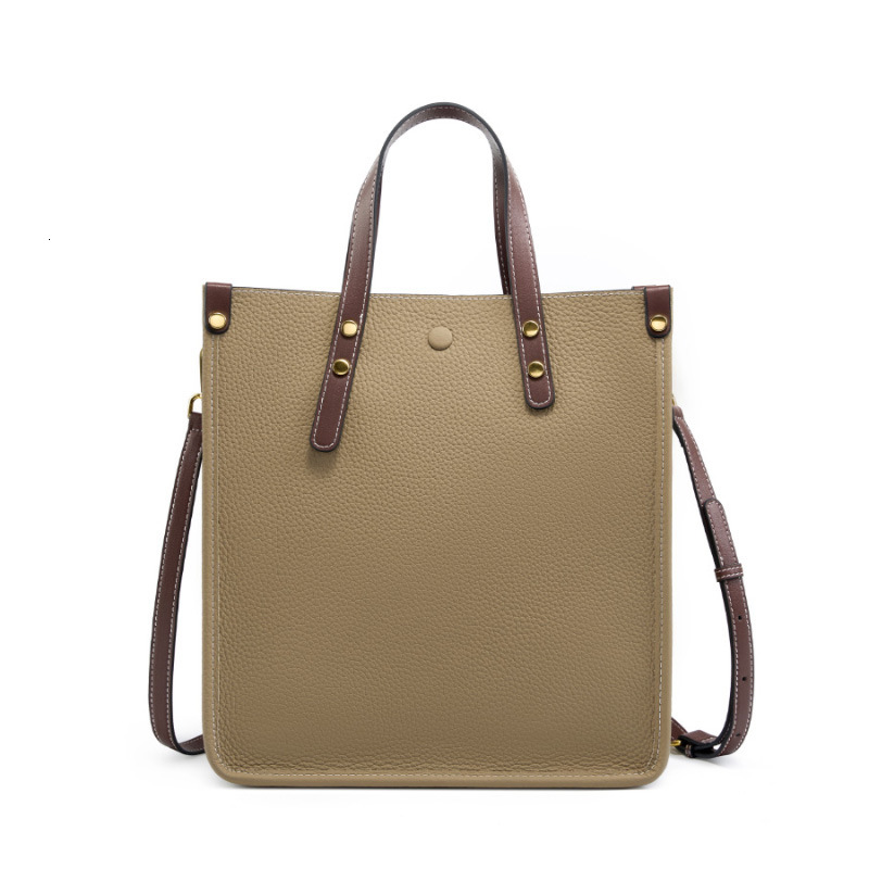 Fashion Genuine Vertical Tote Handbag Top Layer Cowhide Commuter Shoulder Briefcase Women Soft Leather Crossbody Bag