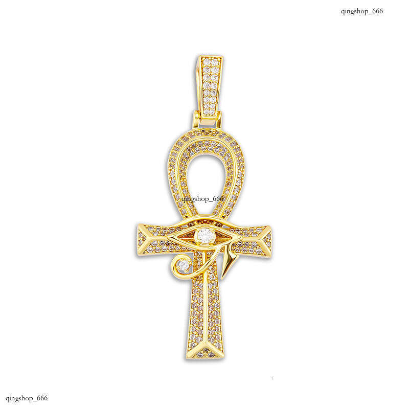 Hip Hop Eye of Horus Ankh Cross Pendant Sterling Silver Moissanite chain Versatile Jewelry Necklace