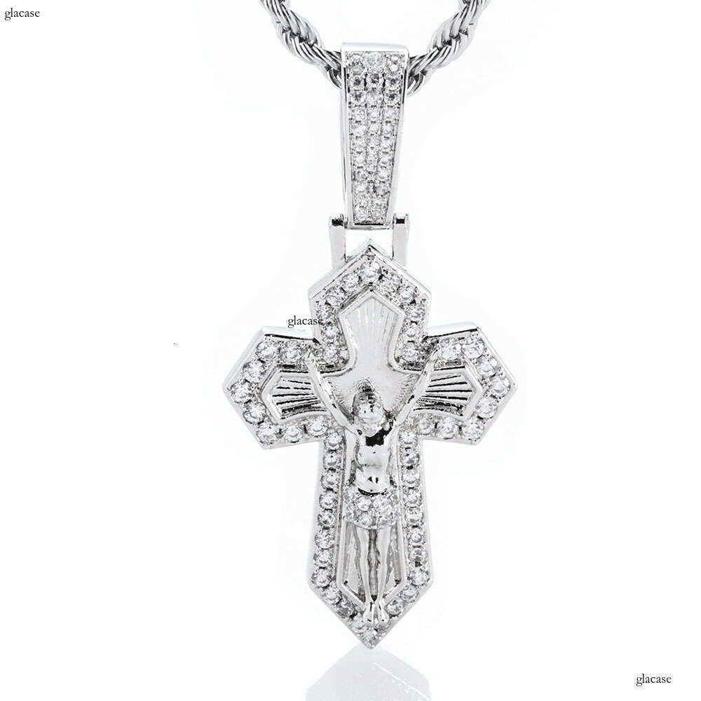 Hip Hop Cross Pendant Jewelry Moissanite chain Men's Necklace