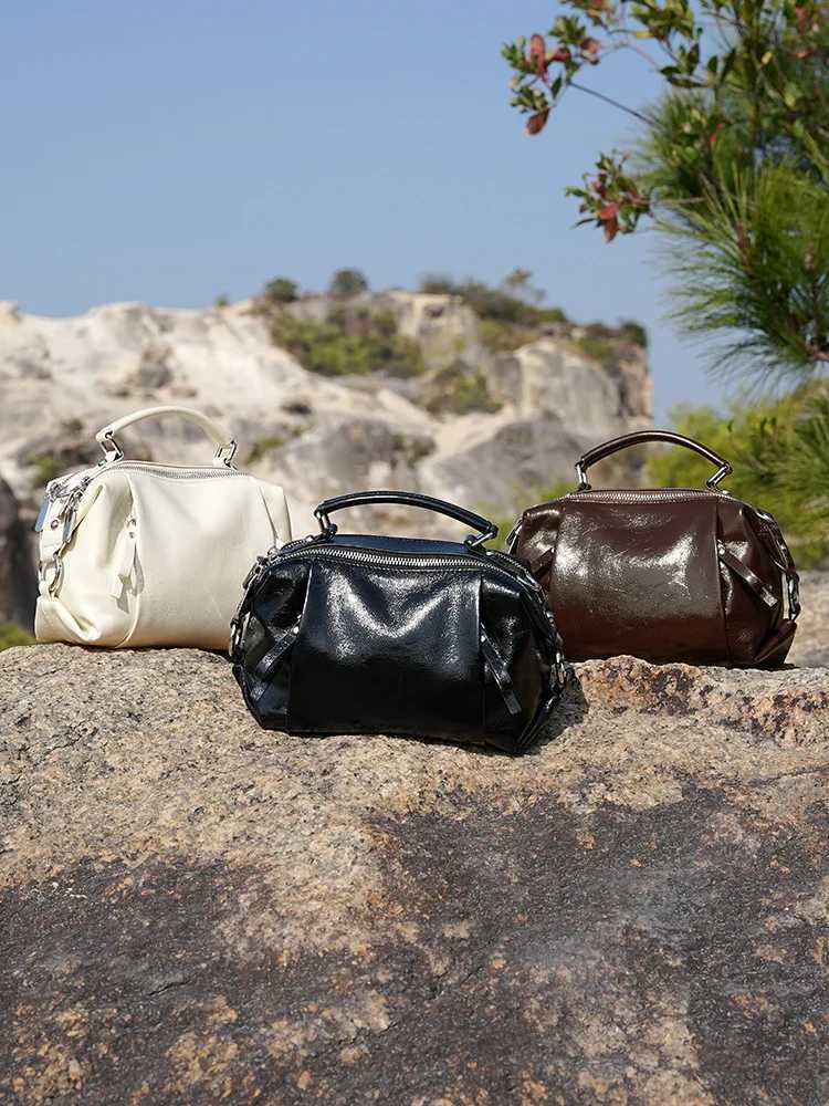 2025 Genuine Leather Women Boston Bag Crossbody Shoulder Bag luxury Cowhide Commuter Shopping Pillow Bag Handbag Gift for Girl Z250809
