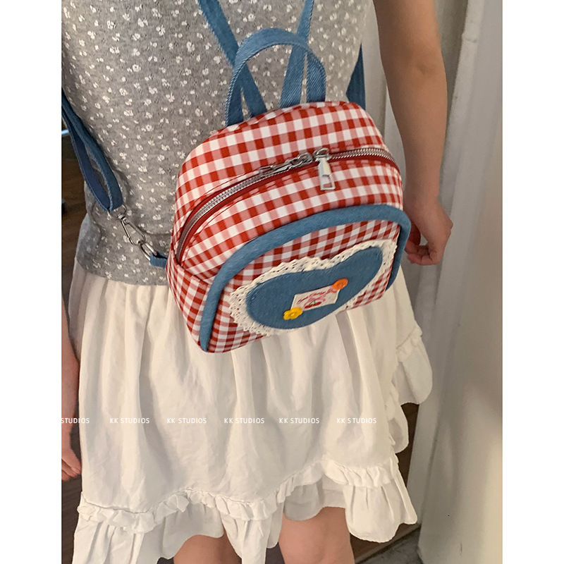 2025 New College Cute Fashion Versatile Ins Plaid Lightweight Girls Large Capacity Backpack for Women ddmymoon