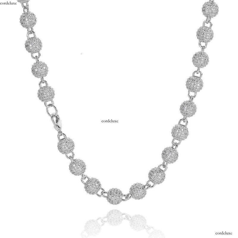 8mm Round Bead Choker Collarbone Chain Micro Pave Moissanite chain Trendy Necklace Hip Hop Jewelry