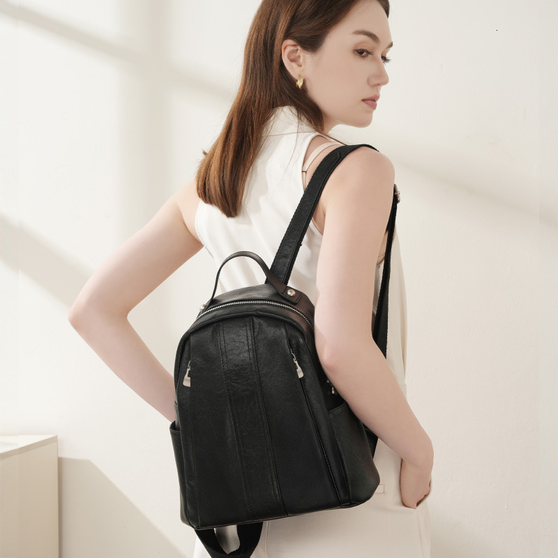 Top Layer Cowhide Small For Women New Trend Versatile Ladies Backpack Large Capacity Soft Leather Bag