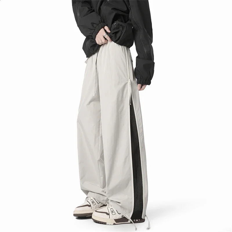 Summer Light Thin Quick Drying Waterproof Mens Cargo Pants Loose Sweatpants Soft Zipper Grid n Outdoors Trousers 250809
