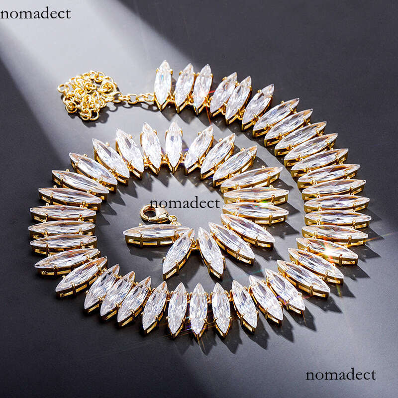 New 20mm Five-Prong Set Oval Moissanite chain Women's Tennis Chain Necklace Hip-Hop Choker