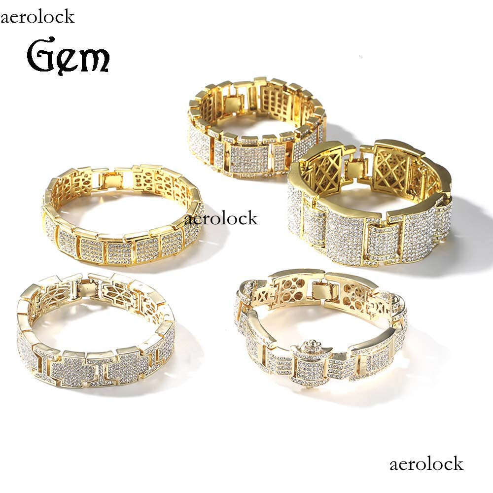 Hip-Hop Cool Dia-Studded Bracelet Personality Trendy Men's Exaggerated Dominant Alloy Full Dia Hand Jewelry