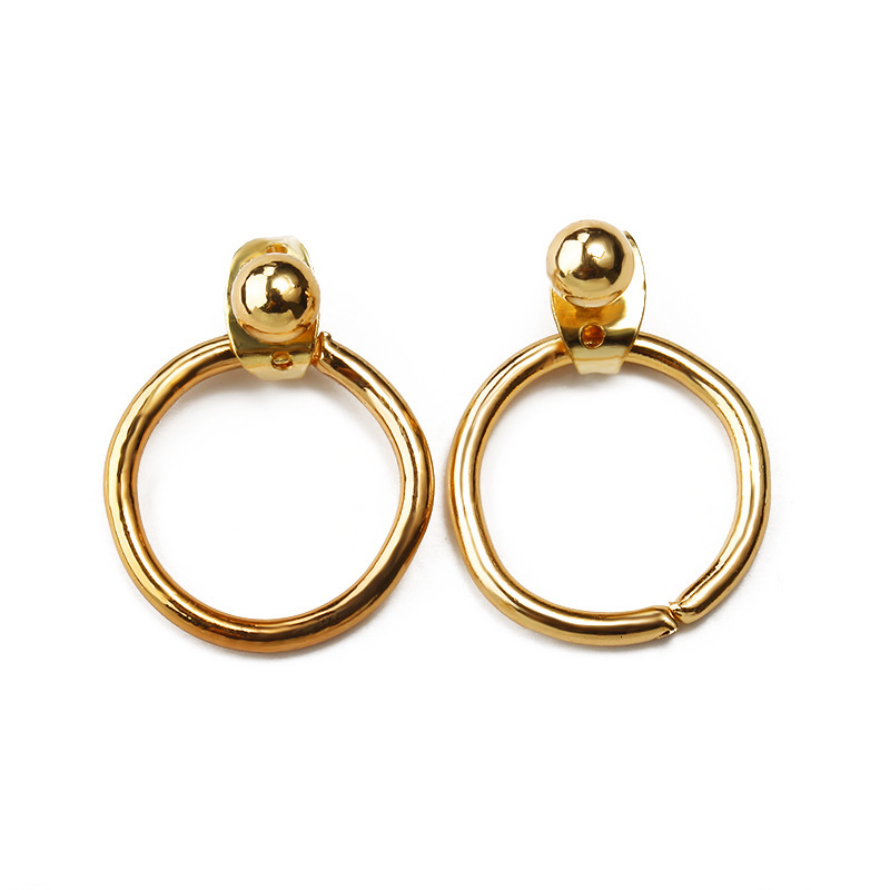New Fashion Coil Copper Bead Metal Texture Back Hanging Simple Elegant Round Hoop Stud Earrings Unisex