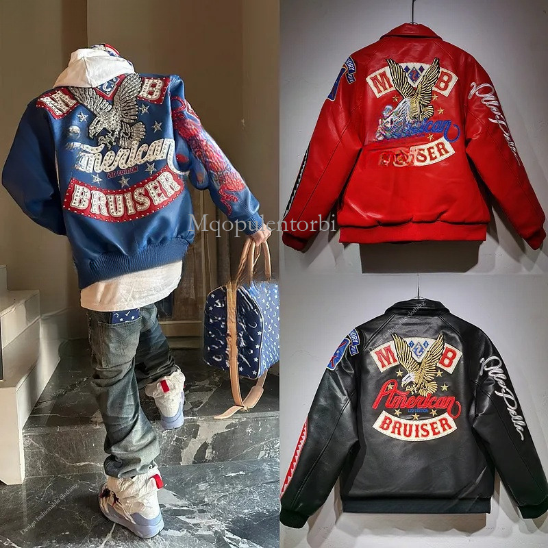 Pelle Pelle Designer Jacket Diamond Encrusted Eagle Leather Jacket Wide Sheep Leather Windbreak Bomber 1978 Limited Edition Luxury Mens Jacket 61b