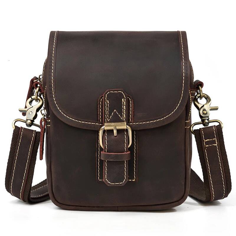 MAHEU Vintage Leather Small Shoulder Bags for men Crossbody Mini Sling Bag Belt Pouch For Men Male Waist Pack