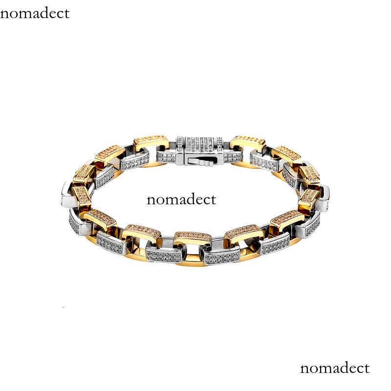 Hip-Hop Geometric O Chain Celebrity Same Style Men's Zircon Spring Buckle Bracelet