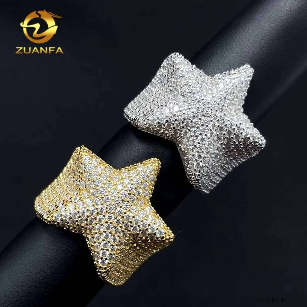 Pass Tester Drop Shipping Fine Jewelry Hip Hop Dia Iced Out Men Ring Moissanite Sterling Sier Rings