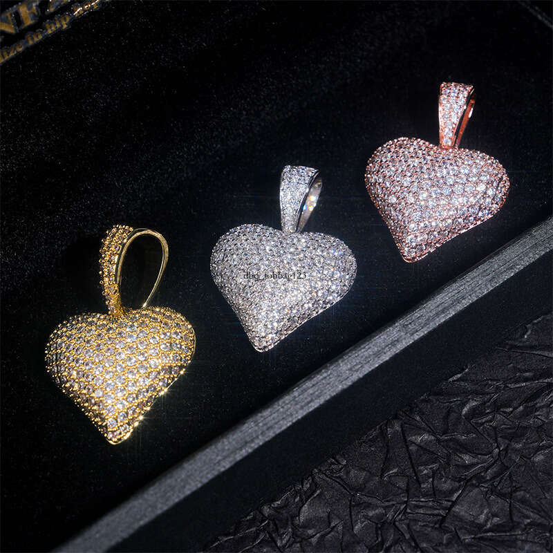 Heart-shaped Pendant Micro-inlaid 5A Moissanite chain Hip-hop Jewelry Can Be Worn With 2mm Tennis Chain