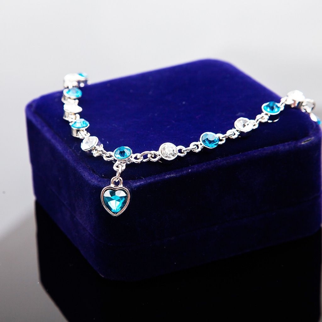 Korean Fashion New Jewelry Ocean Heart Heart-Shaped -Studded Crystal Women's Accessories Bracelet