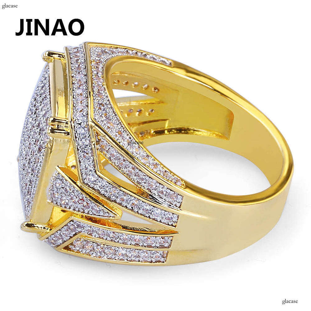 Full Zircon Micro Paved Personality Square Ring Hip Hop Jewelry Trend Unique