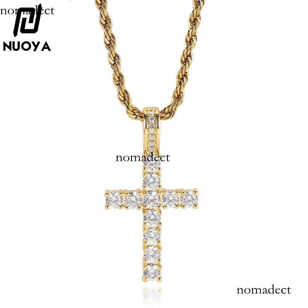 Hip-Hop Jewelry Full Moissanite chain Solid Small Cross Pendant Trendy Personality Necklace